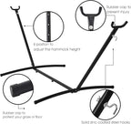 Hammock with Stand for Outside, Heavy Duty Space Saving Steel Stand with 450 lb Capacity,Double Hammock with Portable Carrying Bag, Hamacas para Adultos for Outdoors, Patio, Garden, Yard