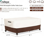 Outdoor Patio Coffee Table Cover, Waterproof Rectangular Patio Side Table Cover,Patio Furniture Covers,36 x 24 x 16 inch,Beige & Brown