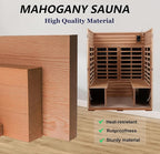 Outdoor Sauna 4 Person Low EMF Far Infrared Sauna for Home, 2050W Mahogany Wooden Sauna Room for Outdoor Indoor Home, with Blue-Tooth, LCD, LED