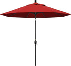California Umbrella GSPT908302-5403 9' Round Aluminum Market, Crank Lift, Push Button Tilt, Black Pole, Sunbrella Jockey Red Patio Umbrella, 9-Feet