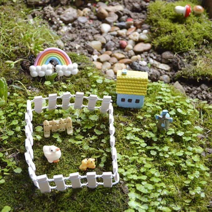 35 Inch 2-Pack Miniature Fairy Garden Fence Wood Decorative Ornament Fence for Dollhouse Succulent Plant Pot DIY Diorama Project Height 2 inch (Wood)