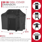 Unicook 50 Inch Grill Cover for Outdoor Grill, Heavy Duty Waterproof BBQ Cover with Side Handles and Air Vents, Weather Resistant, Fits Weber Charbroil Nexgrill Gas BBQs up to 48 Inch Wide, Black