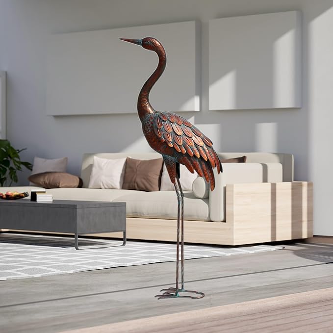 chisheen Outdoor Garden Crane Statues and Sculptures Metal Yard Art Statue for Garden Decoration Large Size