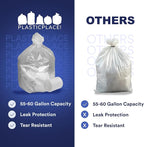 Plasticplace 55-60 Gallon Trash Bags, Heavy Duty Black Garbage Bags, 100 Count for Lawn, Yard, and Outdoor Waste Disposal, Ideal for Industrial Trash Cans, Contractors, and Home Improvement Projects