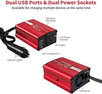 150W Power Inverter 12V DC to 110V AC Car Laptop Charger Fast Charger Converter with 2 USB Ports Car Laptop Charger, Car Adapter for Plug Outlet