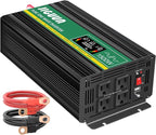 JIGUUN 1500 Watt Pure Sine Wave Power Inverter 12v DC to 110/120v AC Converter 3 AC & USB Output,Power Inverter LCD Display for Home RV Camping Car Truck 3000 Peak