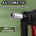 Short Pressure Washer Gun with Swivel, 1/4" Automatic Quick Connector Power Washer Handle with 3/8" Swivel Male Plug Coupler, Addition M22-14mm Adapter