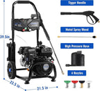 Gas Pressure Washer, 3500 PSI and 2.3 GPM High Pressure Cleaning Machine with 4 Quick Connect Nozzles & Foam Cannon, Portable Pressure Washer for Cars, Fences, Driveways, Patios, Home Cleaning