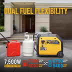 7500W Dual Fuel Inverter Generator, Gas & Propane Powered, RV Ready Remote/Electric Start, Super Quiet, 120V/240V with CO Sensor Portable Generator for RV, Camping or Party,EPA Compliant
