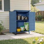MCombo Outdoor Storage Cabinet, Small Storage Shed with Removable Shelf, Wood Garden Shed with 2 Doors for Yard Patio Lawn (24.6 x 18.3 x 38.2 inch) 0985 (Blue)