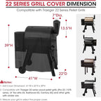 Unicook Pellet Grill Cover Compatible with Traeger 22 Series, Lil Tex, Outdoor Full Length Pellet Smoker Cover, Unique UV Resistant Waterproof Vinyl Exterior with Polyester Lining