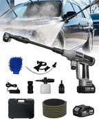 Cordless Pressure Washer 1080PSI Portable High-Pressure for Car Wash Outdoor Cleaning, 6-in-1 Adjustable Nozzle,Battery & Adaptor Included (2X 3Ah)