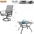 Sophia & William Outdoor Dining Set Patio Dining Set for 4 Outdoor Table and Chairs 5 Pieces with Swivel Patio Chairs 37"x 37" Metal Table for Garden Pool All Weather Grey