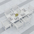 7-Piece Outdoor Dining Set, HDPE All-Weather Patio Table and Chairs Set for 6, Outdoor Patio Furniture Sets with Umbrella Hole for Outside, Deck, Backyard, Garden (White)