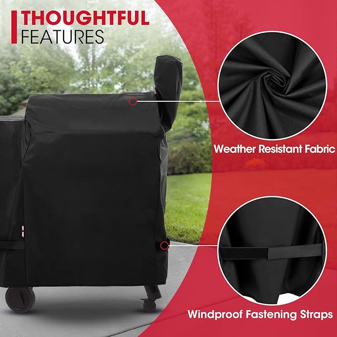 Unicook Pellet Grill Cover Compatible with Traeger Pro 22 Series & Pro 575, Heavy Duty Waterproof BBQ Grill Cover, Weather Resistant Outdoor Wood Pellet Smoker Protector, Black