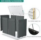 YITAHOME Large Outdoor Horizontal Storage Shed, 47 cu ft Resin Tool Shed w/o Shelf, Waterproof Outdoor Storage with Floor for Trash Cans, Garden Tools, Lawn Mower, Lockable, 4.5x2.8x3.9 ft, Dark Gray