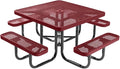 COATEDOUTDOORFURNITURE Heavy-Duty Portable Outdoor Picnic Table with Umbrella Hole, Expanded Metal Commercial-Grade Patio Dining Furniture Made in America (46" Square Top, Burgundy)