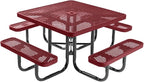 COATEDOUTDOORFURNITURE Heavy-Duty Portable Outdoor Picnic Table with Umbrella Hole, Expanded Metal Commercial-Grade Patio Dining Furniture Made in America (46" Square Top, Burgundy)