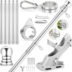 REERON Flag Pole for House, 6 FT Stainless Steel Spinning Flag Pole Kit, 1" Rustproof Porch Flagpole with 360° Tangle Free Metal Flagpole Rings & 2-Position Bracket for Outdoor Sport for 3x5 Flags