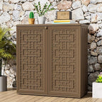KINYING Outdoor Storage Cabinet Waterproof, Resin 60 Gallon Storage Box for Patio Furniture Cushions, Garden Tools, Pool Accessories (Dark Brown with 1 Shelving)