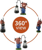 Solar Highland Cow Statue for Garden Decor: Outdoor Highland Cattle Sculpture with Lantern Clearance for Yard Balcony Lawn Patio Ornaments - Gifts for Mom Women Grandma