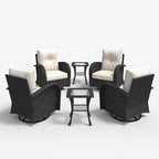 LayinSun 6 Pieces Outdoor Patio Furniture Set, Rattan Wicker Sectional Swivel Rocker Chairs Sets