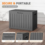 Outdoor Storage Box, 50 Gallon Deck Box Waterproof, Resin Patio Storage Bin for Package Delivery, Patio Furniture Cushion, Garden Tools, Pool Accessories, Weatherproof, Black