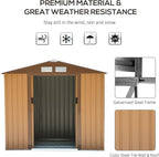 Outsunny 7' x 4' Outdoor Storage Shed, Garden Tool Metal Shed with Foundation Kit, Double Lockable Door, Air Vents and Sloping Roof, for Backyard, Patio, Lawn, Yellow
