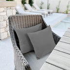 idee-home Outdoor Pillows with Inserts Included, Patio Outside Square Pillows Waterproof Set of 2, 18 x 18 inch Dark Grey