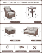 Belord High Back Outdoor Patio Furniture Set - Wicker Outdoor Swivel Rocker Patio Chairs with Sofa and Ottoman, All-Weather Patio Conversation Set for for Patio Deck Backyard