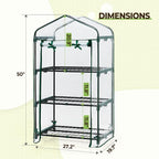 EAGLE PEAK 3-Tier Mini Greenhouse Portable Green House with Shelves & Weather-Resistant PVC Cover, Small Greenhouse for Seedlings & Gardening Gifts, 27x19x50 in, Clear