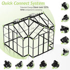 AMERLIFE 12x10x8 FT Hybrid Polycarbonate Greenhouse, Quick-Connect Aluminum Frame, Dual Roof Vents & Double Doors, Walk-in Backyard Greenhouse with Gutters, Black