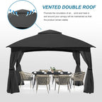 MASTERCANOPY Outdoor Patio Gazebo for Garden with Upgrade Steel Frame and Netting Walls (10x10,Gray)