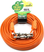 IntelliLeash 100FT Tie-Out Cables for Large Dogs - Strong, Safe, and Durable Dog Tie-Outs for up to 250 Pounds - Weather and Wear Resistant Galvanized Aircraft Cable for Outside Use