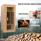 1 Person Infrared Sauna, Low EMF Infrared Saunas for Home, Hemlock Wooden Far Infrared Sauna Indoor, 1,200watt, Home Sauna Spa, with Bluetooth Speakers, LED Light, Smart Display