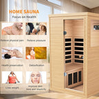 Infrared Wooden Sauna 1 Person Infrared Saunas for Home Dry Sauna for Home,Low Emf Infrared Sauna 1050W Indoor Saunas,Traditional Sauna,Bluetooth Speakers, Reading Lamps,Room:63 * 28.74 * 36.61Inch