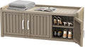 ROJIK Shoe Cabinet Waterproof UV-Resistant,Storage Bench Indoor Outdoor with Adjustable Shelves,for Entryway Bedroom,Hallway,Living Room(3 Door,Grey)
