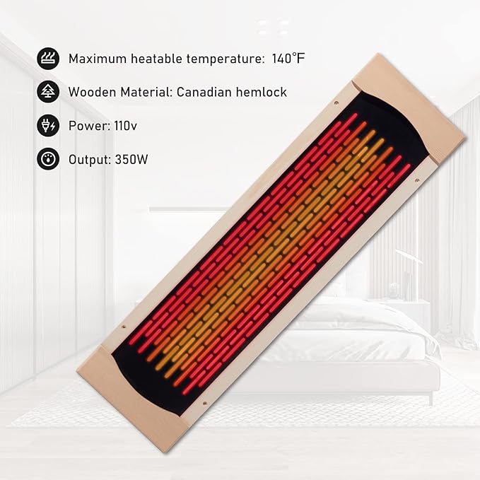 Full Far Infrared Carbon Fiber Glass Red Light Heater Tube, Infrared Sauna Heater Tube Sauna Accessories, 110V Heater, Infrared Suana Heating Element Tube for Wooden Indoor/Outdoor Sauna