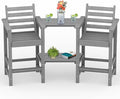Tall Adirondack Chairs Set of 2, All Weather HDPE Poly Bar Height Balcony Adirondack Chair with Removable Double Connecting Trays, Outdoor Adirondack Barstools for Deck, Patio, Yard, Pool, Lawn