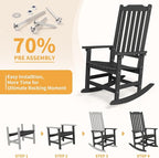 Outdoor Rocking Chair, Oversized All Weather High Back Porch Rocker, Patio Rockers for Outside