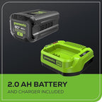 Greenworks 80V 16" Brushless Cordless String Trimmer, 2.0Ah Battery and Charger Included