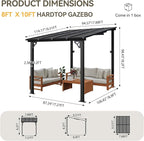 Aoxun 8' x 10' Gazebo for Patio, Gazebo Pergola with Sloped Roof, Large Wall-Mounted Heavy Duty Awnings, for Backyard, Deck, Patio (Gray Polycarbonate Panel)
