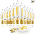 Hizashi Candelabra LED Light Bulbs, E12 LED Bulb 40W Dimmable, 90+ CRI 4W 450LM 5000K Daylight White, CA10 Chandelier Light Bulbs, Flame Tip Candle Light Bulbs, UL Listed - 12 Pack