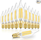 Hizashi Candelabra LED Light Bulbs, E12 LED Bulb 40W Dimmable, 90+ CRI 4W 450LM 5000K Daylight White, CA10 Chandelier Light Bulbs, Flame Tip Candle Light Bulbs, UL Listed - 12 Pack