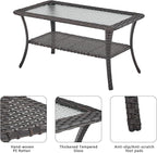 Outdoor Wicker Patio Furniture Set - 6 Piece Rattan Patio Conversation Set with 2 Rocking Swivel Chairs,2 Ottomans,1 Sofa and 1 Coffee Table for Porch Deck Backyard Garden(Brown/Beige)
