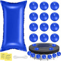 Hungdao 4ft Pool Pillow Cover for Above Ground with 12 Pcs Inflatable Pool Cover Weight with Hook Winter Ice Antifreezing Hanging Bag with Rope and Connection Buckle(Royal Blue,4x8 ft,Rectangle)