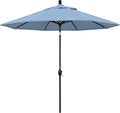 California Umbrella GSPT908302-5410 9' Round Aluminum Market, Crank Lift, Push Button Tilt, Black Pole, Sunbrella Air Blue