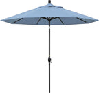 California Umbrella GSPT908302-5410 9' Round Aluminum Market, Crank Lift, Push Button Tilt, Black Pole, Sunbrella Air Blue