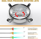 16" Pressure Washer Surface Cleaner with 4 Wheels, Stainless Steel Housing, 4000 PSI Max, 3 Connect Nozzles & 2 Extension Wands, Pressure Washer Surface Cleaner for Concrete, Patios, Sidewalks