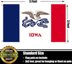 Iowa Flag 3x5 FT Sturdy for Outside, Heavy Duty 3Ply Polyester Iowa State Flags Outdoor, Double Sided Long Lasting IA State Flag Brass Grommets
